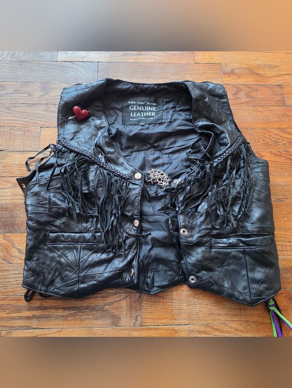 Genuine Leather Black Fringe Vest